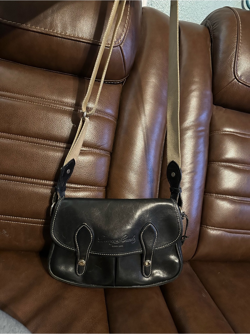 Dooney & Bourke Black Florentine leather saddle bag crossbody.